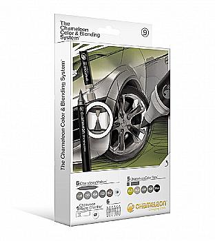 Набір перманентних спиртових маркерів Chameleon "Color & Blending" 6 шт. №9, сірі тона, CS6609 Набір перманентних спиртових маркерів Chameleon "Color & Blending" 6 шт. №9, сірі тона, CS6609