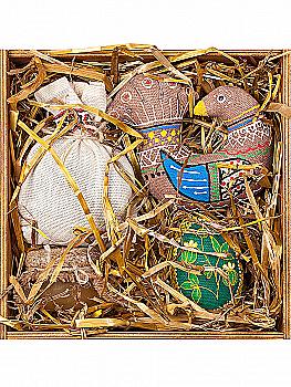 Деревянная коробка №49, Горлица, яйцо, чай, мед, сено, 2023010124