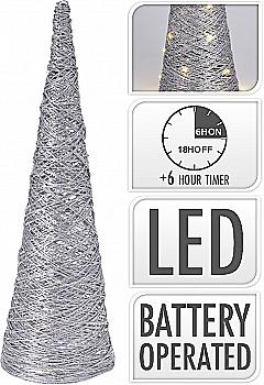 Украшение новогоднее из рафии "Конус" 40 см с LED-подсветкой (20 ламп), серебряный, AMZ100120 Украшение новогоднее из рафии "Конус" 40 см с LED-подсветкой (20 ламп), серебряный, AMZ100120