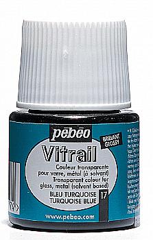 Фарба лакова по склу та металу Vitrail 45 мл прозора, бірюзова, 050-017 ТМ "Pebeo" Фарба лакова по склу та металу Vitrail 45 мл прозора, бірюзова, 050-017 ТМ "Pebeo"