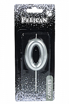 Свічка-цифра для торта Pelican "0", срібло, 6 см, 866020 Свічка-цифра для торта Pelican "0", срібло, 6 см, 866020