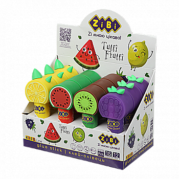 Клей-карандаш на PVA-основе,  TUTTI-FRUTTI, 15 г,  ZB.6301 Клей-карандаш на PVA-основе,  TUTTI-FRUTTI, 15 г,  ZB.6301