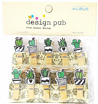 Прищіпки з мотузкою 3,5 см , кактуси зелені, 1938