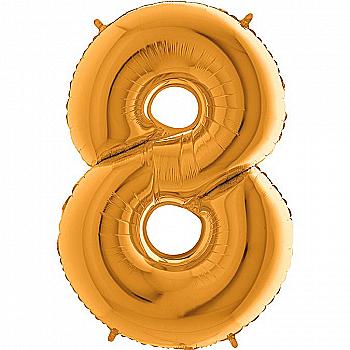 Куля повітряна 40" Цифра 8 золото Ф, Куля повітряна 40" Цифра 8 золото Ф,
