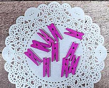 Прищепки деревянные, "Фуксия", 2,5 см, 10 шт, HY00414