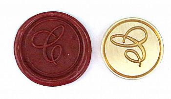 Круглая латунная печать d24 мм – англ. буква "C" с лакированной деревянной ручкой, 40103T