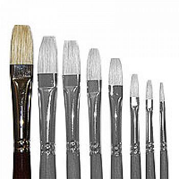 Пензлик "Живопис" 2112 Щетина плоска № 16 довга ручка білий ворс