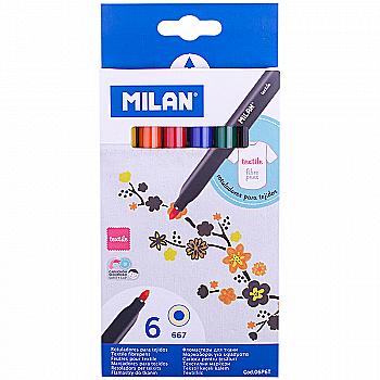 Фломастери 6 кол. для тканини Milan. 06P6T Фломастери 6 кол. для тканини Milan. 06P6T