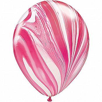 Кулька повітряна 11" агат червоно-білий, 1108-0443 Кулька повітряна 11" агат червоно-білий, 1108-0443