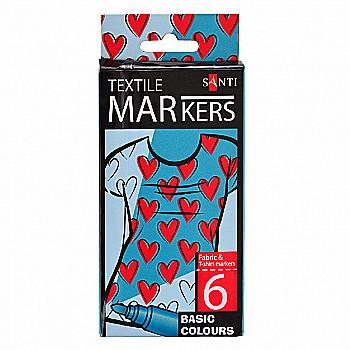 Набір маркерів для тканини "Santi" 6 шт, 390489 Набір маркерів для тканини "Santi" 6 шт, 390489