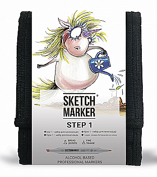Набор маркеров SketchMarker Step 1 - Набор для начинающих (12 маркеров + сумка органайзер), SM-12STEP1 Набор маркеров SketchMarker Step 1 - Набор для начинающих (12 маркеров + сумка органайзер), SM-12STEP1
