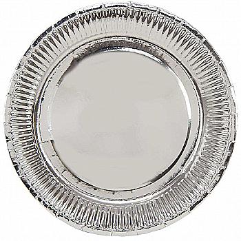 Тарілка фольгована срібна, 23 см 6 од., 1502-3779