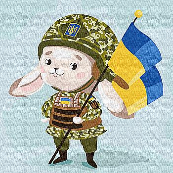 Набір для розпису по номерах 30*30 см "Зайчик - захисник", KHO2402 Набір для розпису по номерах 30*30 см "Зайчик - захисник", KHO2402