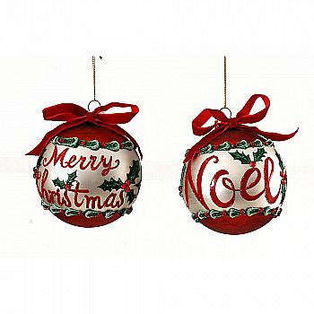 Подвеска новогодняя Шар красный 10 см "Noel"/"Merry Christmas" (2 вида в ассорт.), 94008 Подвеска новогодняя Шар красный 10 см "Noel"/"Merry Christmas" (2 вида в ассорт.), 94008