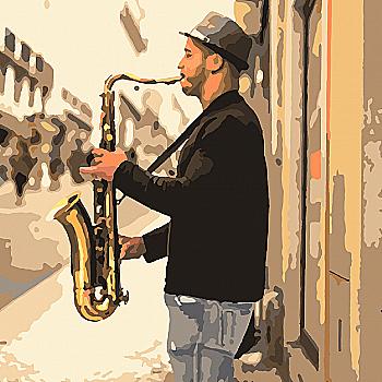 Набір для розпису по номерах 40*50 см "Вуличний музикат", 954025