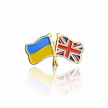 Значок "Флаг Україна-Британія", 25*15 мм, арт. 050
