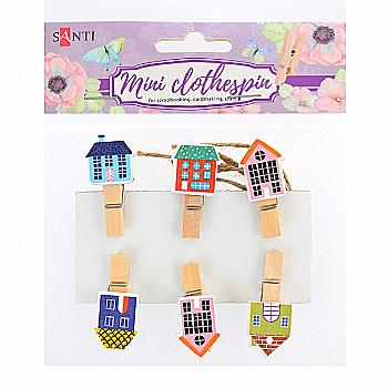 Набор прищепок деревянных Sweet home 6 шт, 742144 Набор прищепок деревянных Sweet home 6 шт, 742144