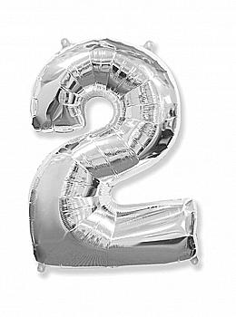 Куля повітряна Цифра 2 срібло Ф, 1207-3270