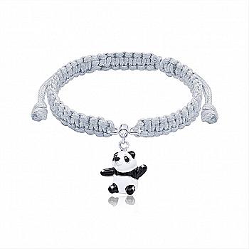 Браслет плетений "Ведмедик Панда", біло-чорний, 419541800602