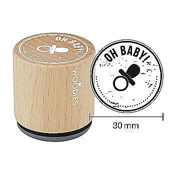Штамп дерев`яний d=3,5 см "Oh Baby!", WE6004 ТМ "Woodies" Штамп дерев`яний d=3,5 см "Oh Baby!", WE6004 ТМ "Woodies"