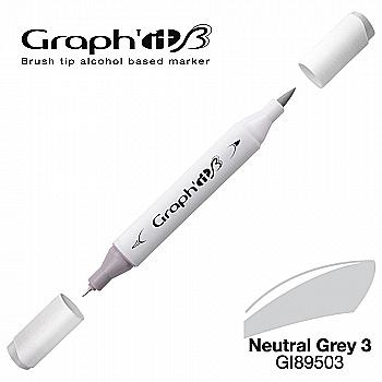 Маркер двосторонній Brushmarker, Нейтральний сірий 3 (9503), GI89503 Graph`it Маркер двосторонній Brushmarker, Нейтральний сірий 3 (9503), GI89503 Graph`it