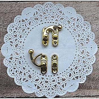 Замок металлический с крючком, золото, 25 мм, 2 комп, HY015162