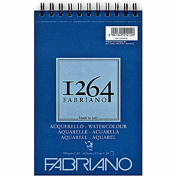 Альбом на спирали для акварели 1264 А5, 300г/м2, 20 л., СР, 25% хлопка, Fabriano Альбом на спирали для акварели 1264 А5, 300г/м2, 20 л., СР, 25% хлопка, Fabriano
