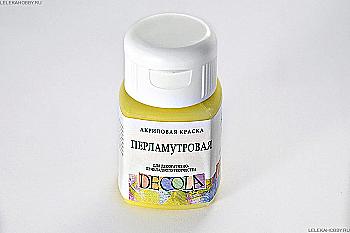 Краска акриловая Желтая, 50 мл, перламутровая, Decola Краска акриловая Желтая, 50 мл, перламутровая, Decola