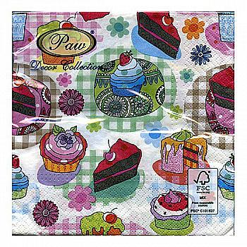 Салфетка для декупажа 33*33 см "Кексы" PAW-SDL841000 Салфетка для декупажа 33*33 см "Кексы" PAW-SDL841000
