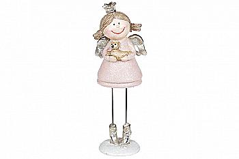 Статуетка "Янгол з лисичкою" 17,5 см, рожевий, 711-399