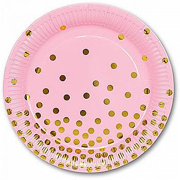 Тарелка бумажная Горошек золото 23 см 6 ед., 1502-2875