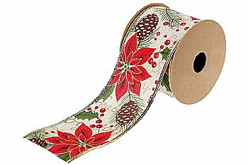 Стрічка декоративна з малюнком "Червоні Рождесвеннікі" 6,3 * 270 см, 821-005 Стрічка декоративна з малюнком "Червоні Рождесвеннікі" 6,3 * 270 см, 821-005