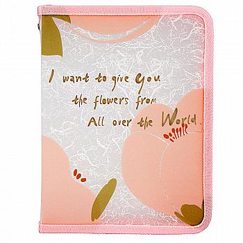 Папка объемная на молнии, А5+, Fleur, розовая, 1805-10 Папка объемная на молнии, А5+, Fleur, розовая, 1805-10