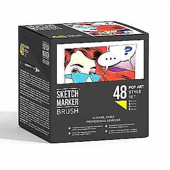 Набір маркерів SketchMarker Brush Pop Art Style - Поп Арт 48 шт. (у пластик. кейсі), SMB-48POPART