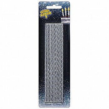 Свічки для торта Срібні 17 см, 24 од, 1502-5227