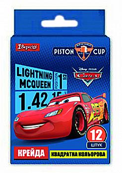 Мел цветной 12 шт,квадратная "Cars", 400224