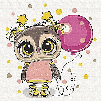 Набір для розпису по номерах 30*30 см "Совеня з кулькою", 15514-AC