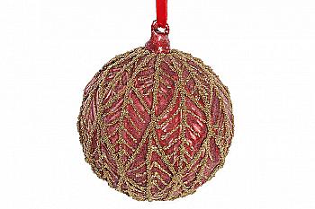 Куля ялинкова 10 см, бордо з золотом, 874-802