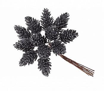 Декоративні міні-шишки, пучок 12 шт., 12 см, графіт, 839-232 Декоративні міні-шишки, пучок 12 шт., 12 см, графіт, 839-232