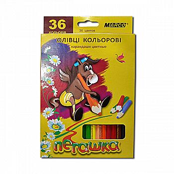 Карандаши 36 цв. Пегашка 6-гран. 1010-36СВ, Marco Карандаши 36 цв. Пегашка 6-гран. 1010-36СВ, Marco