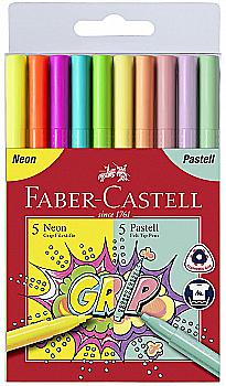 Фломастери 10 кол. Grip тригранні, Neon+Pastel, 155312 Faber-Castell Фломастери 10 кол. Grip тригранні, Neon+Pastel, 155312 Faber-Castell