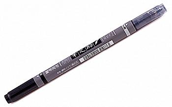 Ручка для леттеринга BrushPen Fudenosuke двухсторонняя с мягким наконечником, чёрный/серый, WS-TBS ТМ "Tombow" Ручка для леттеринга BrushPen Fudenosuke двухсторонняя с мягким наконечником, чёрный/серый, WS-TBS ТМ "Tombow"