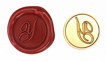 Круглая латунная печать d24 мм – англ. буква "Y" с лакированной деревянной ручкой, 40125T