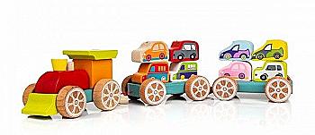 Дерев`яна іграшка Поїзд з машинками, 13999 Дерев`яна іграшка Поїзд з машинками, 13999