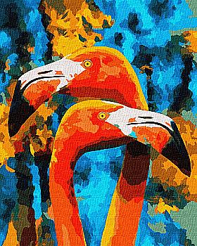 Набір для розпису по номерах 40*50 см "Помаранчеві фламінго", KHO4261