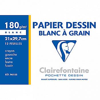 Склейка для рисунка А4 Blanc a Grain 12 л. (180 г/м2), 96155C Clairefontaine Склейка для рисунка А4 Blanc a Grain 12 л. (180 г/м2), 96155C Clairefontaine