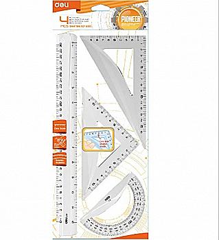 Набiр Deli EG00512 4пр Pioneer, лінійка 30 см, 2 кутника, транспортир (69755) Набiр Deli EG00512 4пр Pioneer, лінійка 30 см, 2 кутника, транспортир (69755)