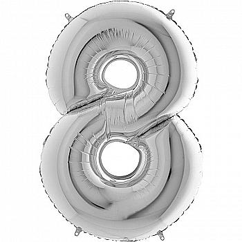 Куля повітряна 40" Цифра 8 срібло Ф, 3207-1166