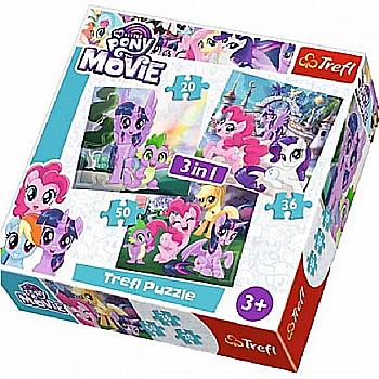 Пазл "3 в 1 mix" - Магия дружбы, Hasbro My Little Pony Movie, Trefl, 34823 Пазл "3 в 1 mix" - Магия дружбы, Hasbro My Little Pony Movie, Trefl, 34823