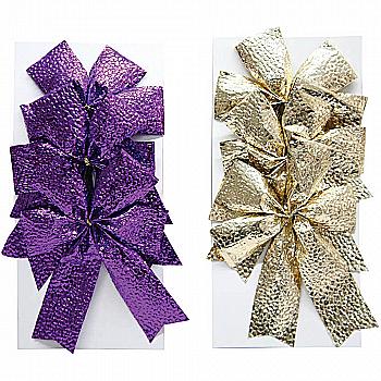 Бантики, 12 см., 3 шт/уп, пурпурні, золоті, 971673 Бантики, 12 см., 3 шт/уп, пурпурні, золоті, 971673